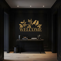 Welcome Sign, Metal Wall Art, Bird Branch Sign, Entryway Wall Decor, Modern Home Accent, Rustic Outdoor Welcome Sign, Nature Inspired Art 2