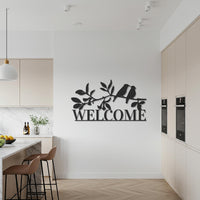 Welcome Sign, Metal Wall Art, Bird Branch Sign, Entryway Wall Decor, Modern Home Accent, Rustic Outdoor Welcome Sign, Nature Inspired Art 6