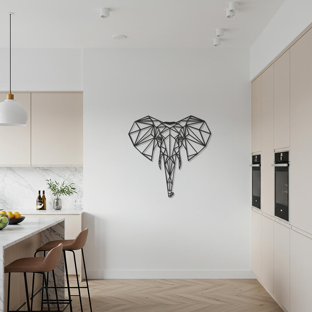 Geometric Sign, Elephant Metal Wall Art, Modern Animal Decor, Minimalist Safari Design, Contemporary Home Accent, Wildlife Wall Sculpture