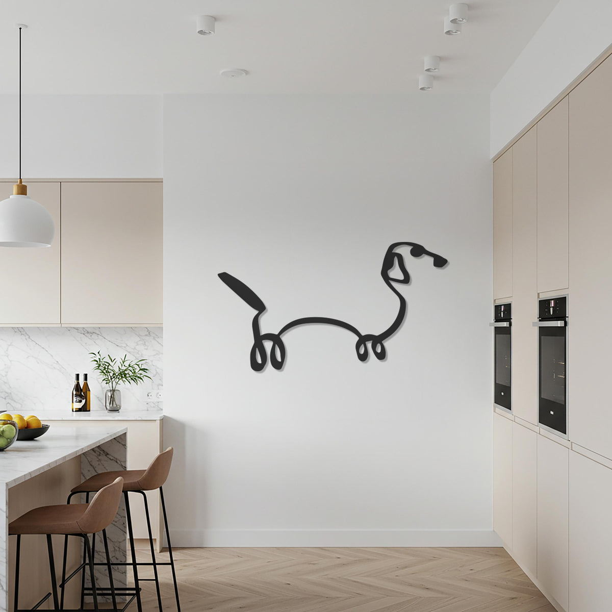Dachshund Wall Sign, Metal Wall Art, Minimalist Dog Decor, Modern Pet Line Sculpture, Sausage Dog Lover Gift, Contemporary Home Design