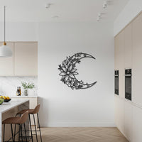 Floral Sign, Moon Wall Art, Metal Wall Art, Boho Crescent Moon Decor, Celestial Home Design, Modern Bedroom Wall Sculpture, Moon Lover Gift 6