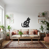 Cat Metal Wall Art, Minimal Cat Silhouette Decor, Heart Cutout Pet Lover Gift, Modern Animal Wall Sculpture, Feline Home Artwork 5