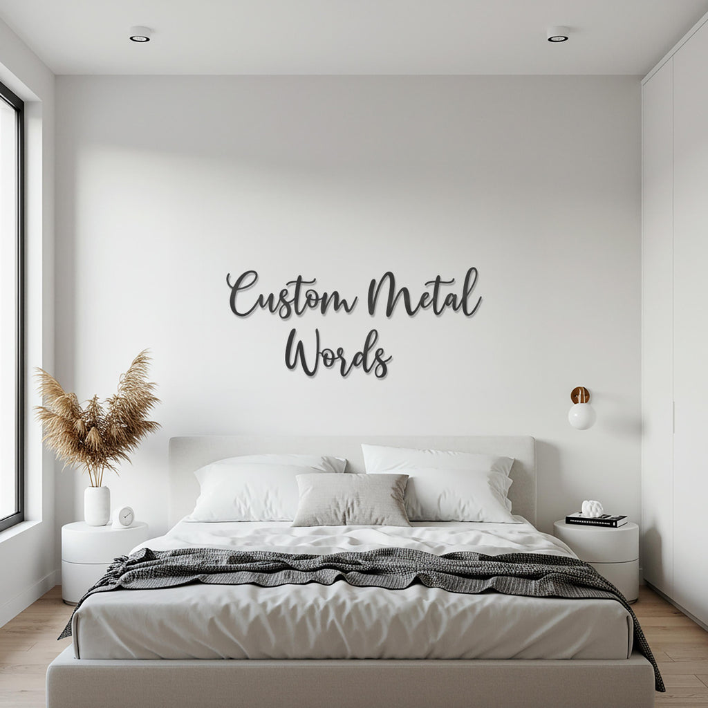 Custom Metal Words, Personalized Sign, Metal Wall Art, Custom Name Sign, Modern Gift, Script Letter Decor, Home Office Wedding Gift