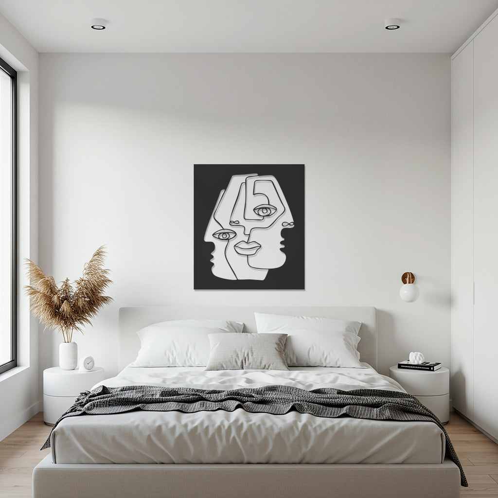 Abstract  Wall Decor, Face Line Art Wall Decor, Metal Dual Face Art, Modern Gift, Minimalist Wall Sculpture, Contemporary Home Accent