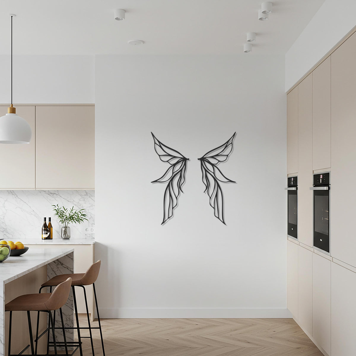 Metal Angel Wings Wall Art, Fairy Wings Metal Decor, Modern Minimalist Wall Sculpture, Large Wing Artwork, Home Entryway Accent
