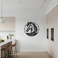 Custom Horse Ranch Metal Sign, Personalized Stable Wall Art, Farm Name Metal Decor, Western Horse Silhouette Sign, Barn Decor Gift 6