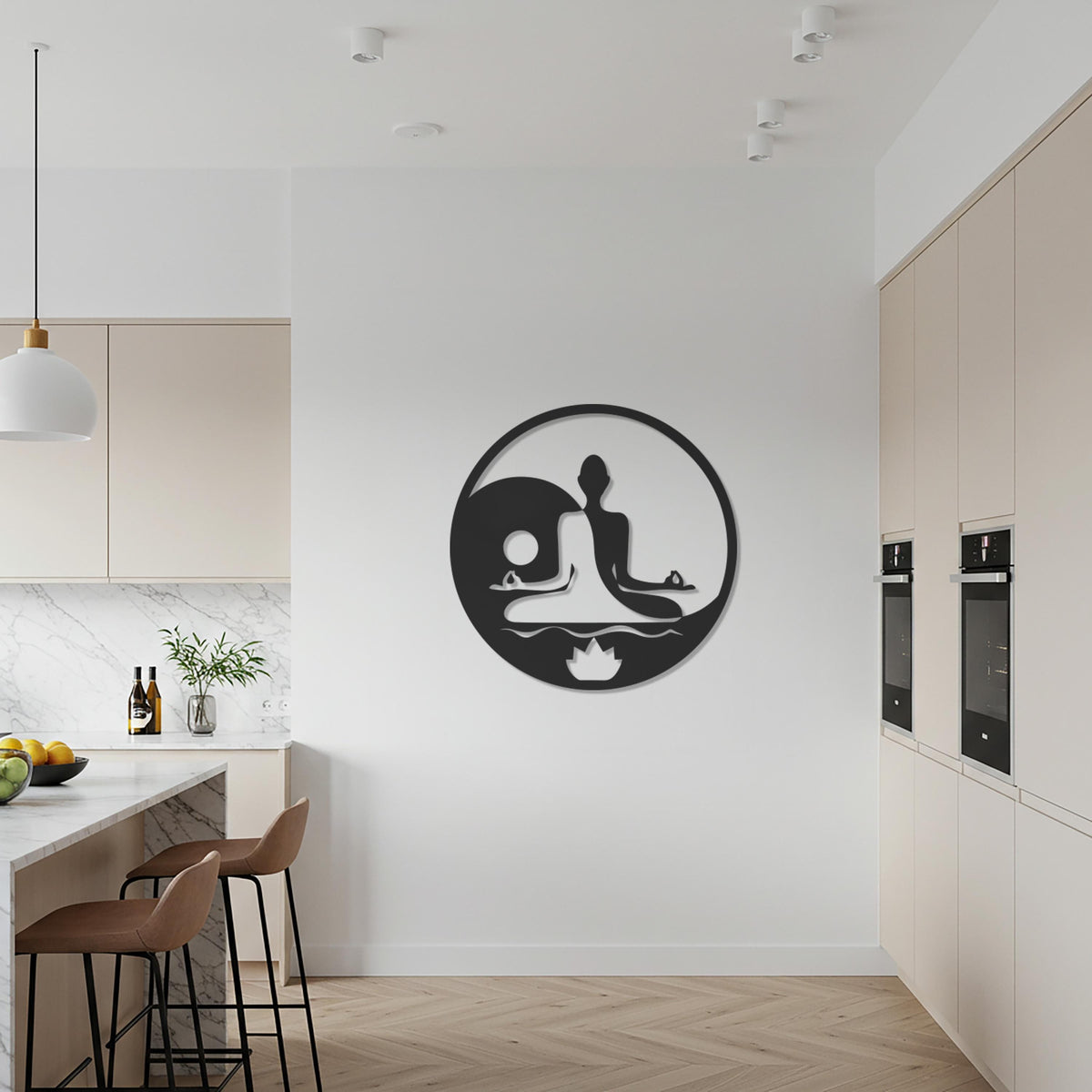 Yoga Meditation Yin Yang Metal Wall Art – Zen Decor, Spiritual Wall Hanging, Yoga Studio Decor, Mindfulness Gift, Metal Silhouette Art