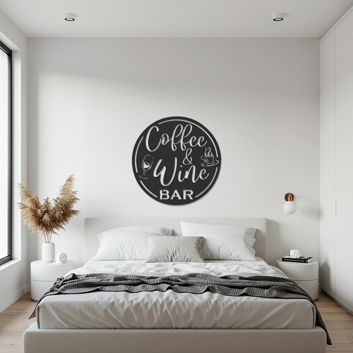 Modern Wall Sign, Coffee Sign, Wine Bar Art, Metal Wall Sign, Cafe Decor, Coffee Lovers Gift, Home Bar Decoration, Kitchen Wall Art