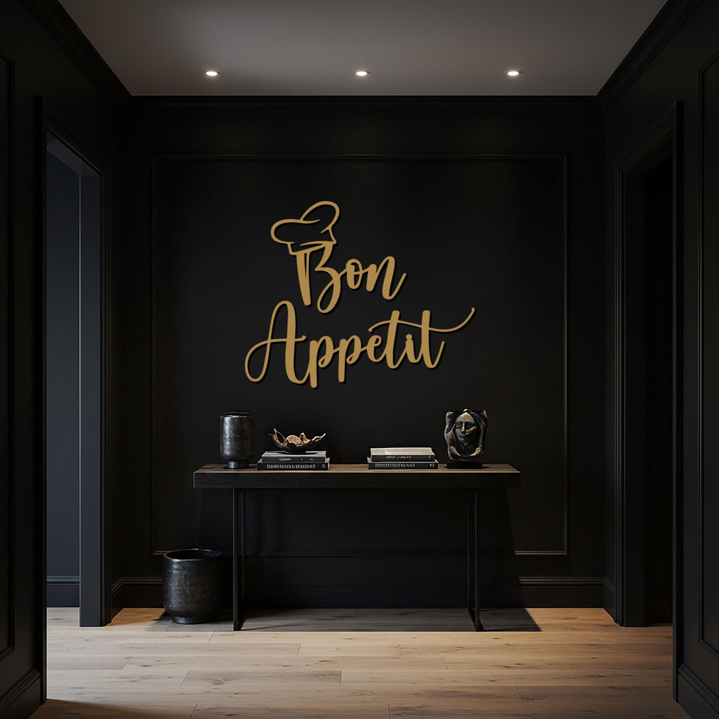 Bon Appetit Wall Art, Kitchen Metal Sign, Modern Gift, Dining Room Decor, Chef Wall Sculpture, Kitchen Quote Art, Kitchen Wall Decor