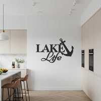 Lake Life Wall Art, Nautical Metal Sign, Anchor Wall Decor, Cabin House Decoration, Rustic Lake Home Gift, Boho Metal Sculpture 4