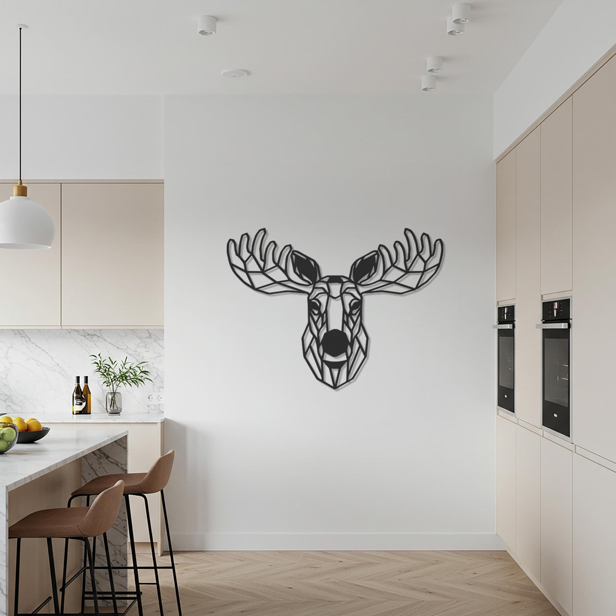 Geometric Moose Metal Wall Art, Modern Animal Decor, Nordic Style Home Accent, Rustic Cabin Wall Sculpture, Nature Inspired Design