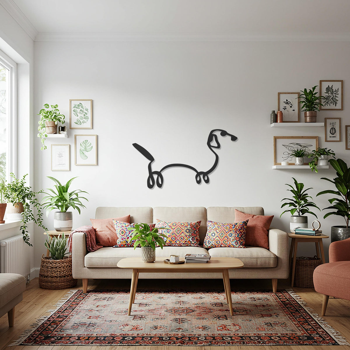 Dachshund Wall Sign, Metal Wall Art, Minimalist Dog Decor, Modern Pet Line Sculpture, Sausage Dog Lover Gift, Contemporary Home Design