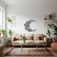 Floral Sign, Moon Wall Art, Metal Wall Art, Boho Crescent Moon Decor, Celestial Home Design, Modern Bedroom Wall Sculpture, Moon Lover Gift 5
