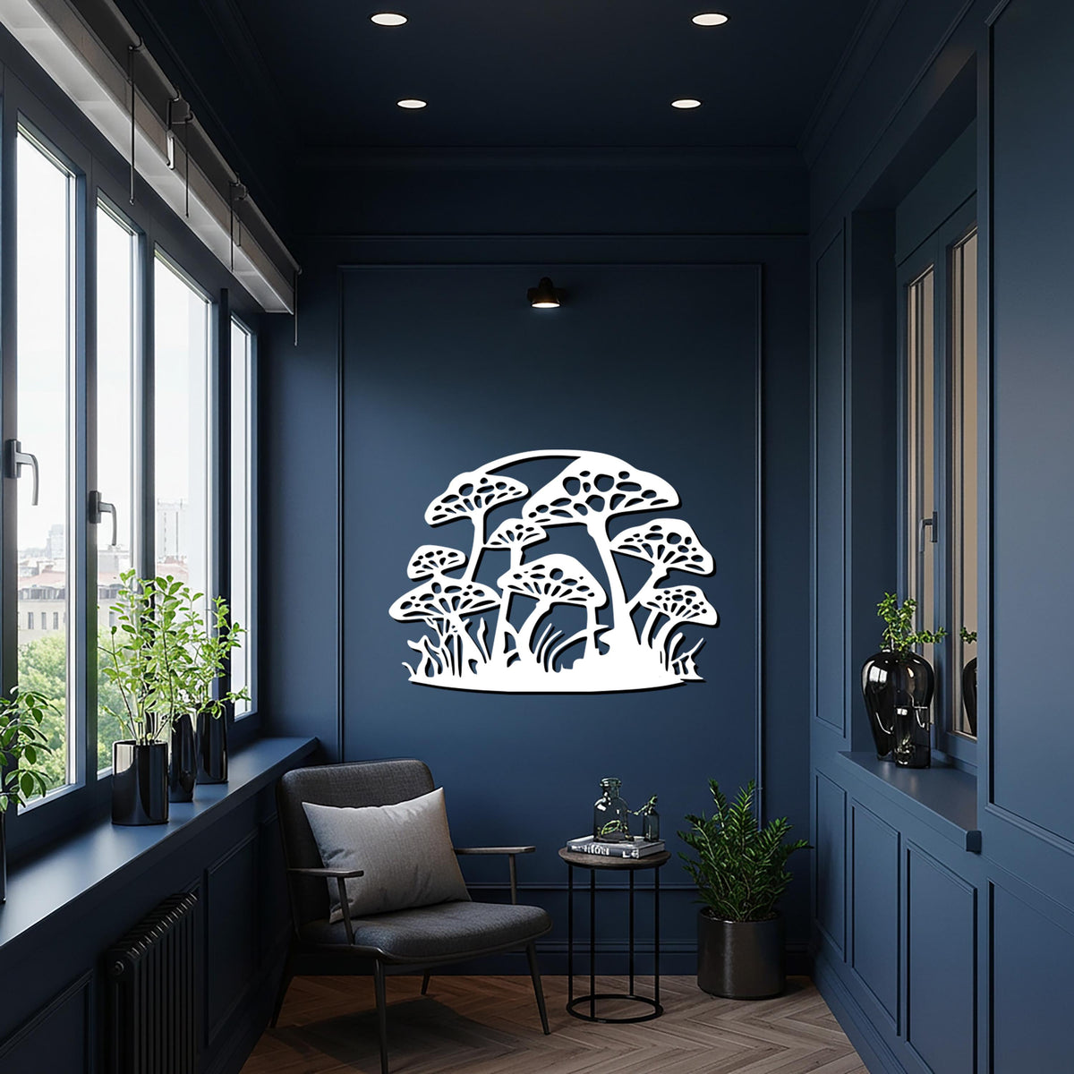 Mushroom Forest Metal Wall Art, Nature Inspired Home Decor, Boho Woodland Sculpture, Fairy Garden Design, Modern Botanical Accent