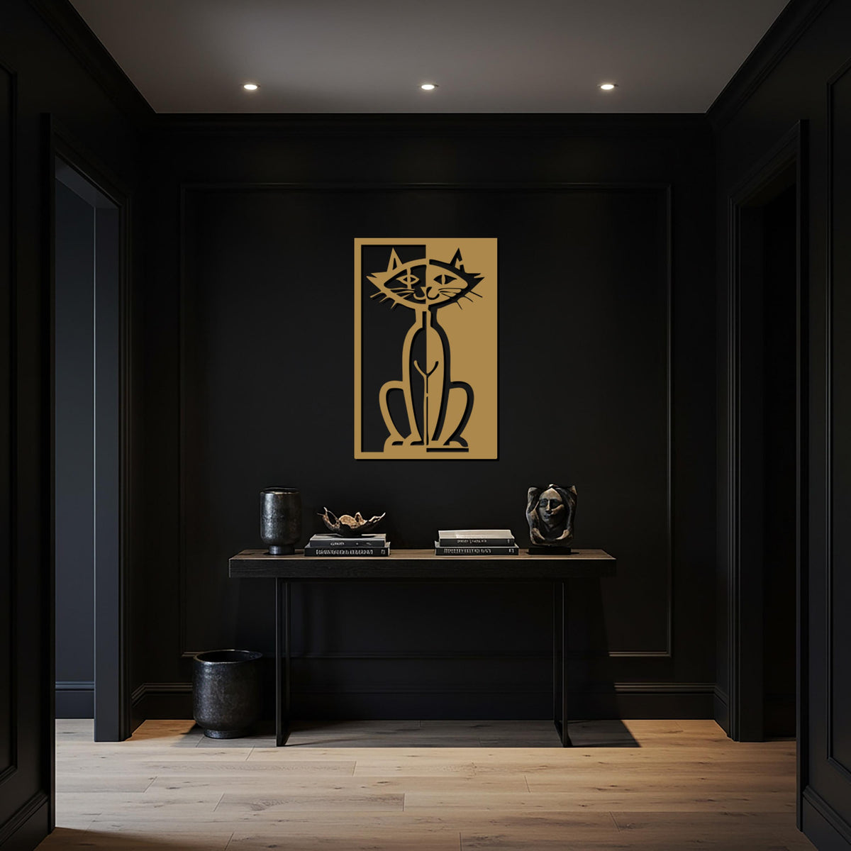 Geometric Wall Art, Cat Metal Wall Art, Modern Gift, Feline Home Decor, Living Room Decor, Hallway Decor, Entryway Decor, Cat Lover Gift