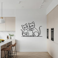 Cats Wall Art, Metal Wall Sign, Cute Decor, Couple Line Art, Cat Lover Gift, Metal Wall Decor, Living Room Decor, Feline Home Decor 6