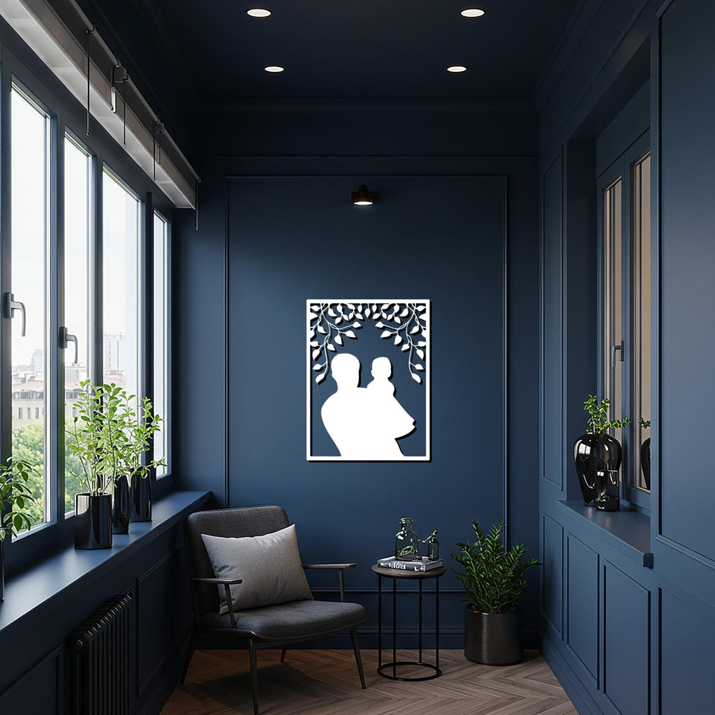 Father and Child Wall Art, Family Silhouette Wall Decor, Father’s Day Gift, Modern Gift, Metal Artwork, Home Interior Accent, Christmas Gift