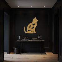 Cat Metal Wall Art, Minimal Cat Silhouette Decor, Heart Cutout Pet Lover Gift, Modern Animal Wall Sculpture, Feline Home Artwork 2