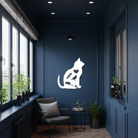 Cat Metal Wall Art, Minimal Cat Silhouette Decor, Heart Cutout Pet Lover Gift, Modern Animal Wall Sculpture, Feline Home Artwork 3