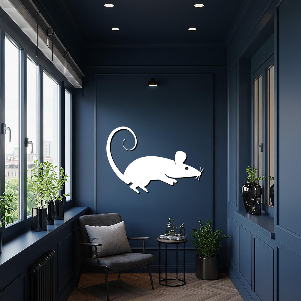 Mouse Metal Wall Art, Minimal Animal Silhouette Decor, Modern Rat Wall Sculpture, Playful Metal Artwork, Contemporary Home Accent