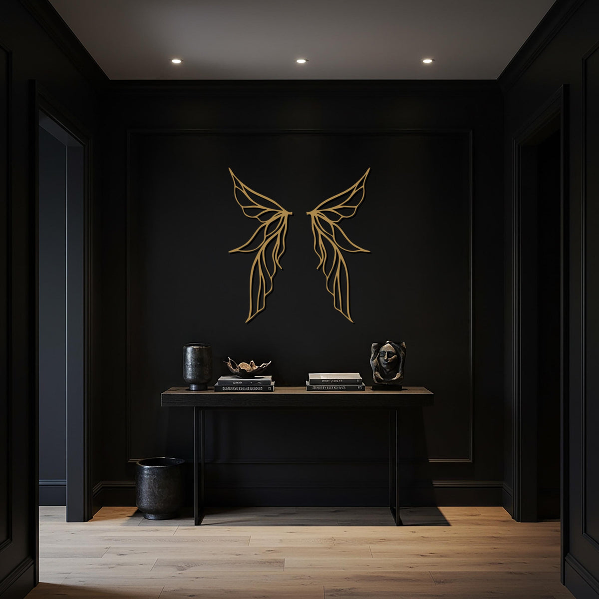 Metal Angel Wings Wall Art, Fairy Wings Metal Decor, Modern Minimalist Wall Sculpture, Large Wing Artwork, Home Entryway Accent