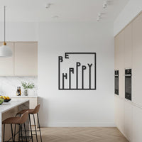 Be Happy Metal Wall Art, Modern Inspirational Wall Decor, Minimalist Metal Sign, Positive Quote Art, Motivational Home Office Decor 6