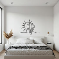 Sun Wall Sign, Hot Air Balloon Metal Wall Art, Minimalist Travel Decor, Modern Line Art Wall Hanging, Adventure Gift, Living Room Metal Sign 4