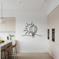 Sun Wall Sign, Hot Air Balloon Metal Wall Art, Minimalist Travel Decor, Modern Line Art Wall Hanging, Adventure Gift, Living Room Metal Sign 6