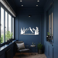 Personalized Mountain Metal Wall Art, Custom Name Outdoor Cabin Decor, Forest Landscape Metal Sign, Rustic Nature Home Wall Hanging 3