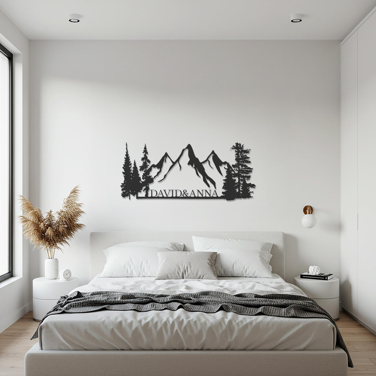 Personalized Mountain Metal Wall Art, Custom Name Outdoor Cabin Decor, Forest Landscape Metal Sign, Rustic Nature Home Wall Hanging
