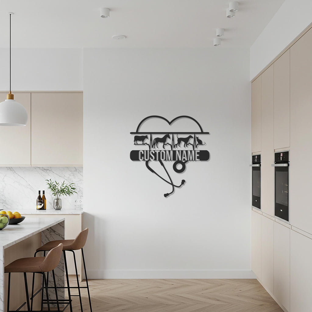 Custom Medical Metal Wall Art, Personalized Nurse Doctor Gift, Stethoscope Heart Decor, Custom Name Metal Sign, Healthcare Office Wall Art