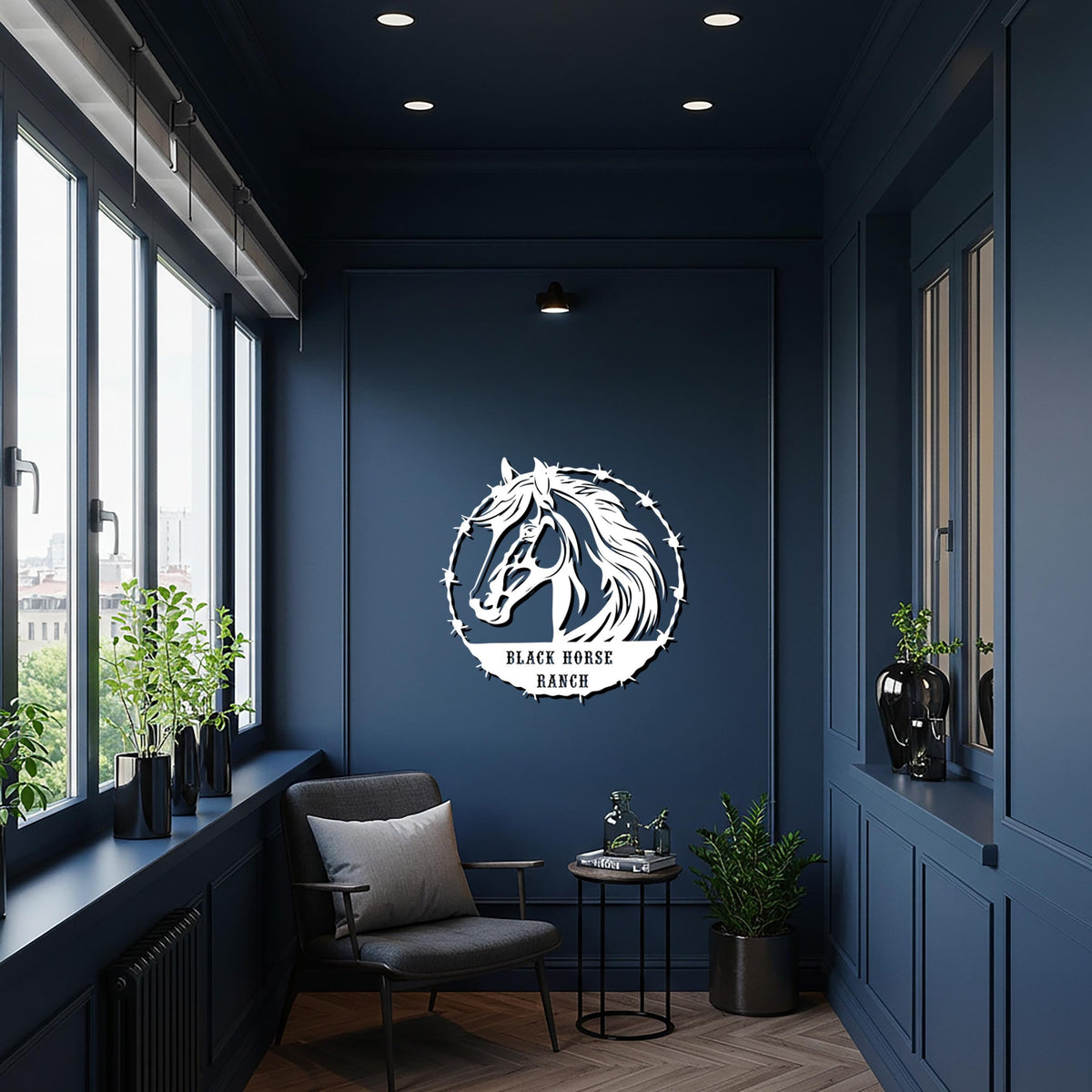 Custom Horse Ranch Metal Sign, Personalized Stable Wall Art, Farm Name Metal Decor, Western Horse Silhouette Sign, Barn Decor Gift