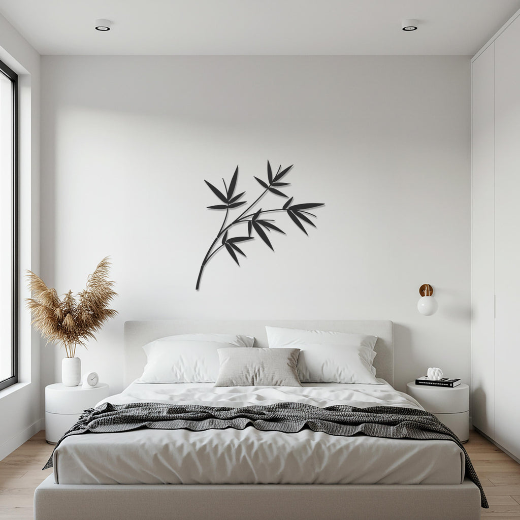 Bamboo Metal Wall Art, Modern Gift, Nature Wall Decor, Minimalist Gift, Bamboo Branch Art, Home Wall Art, Greenery Accent, Living Room Decor
