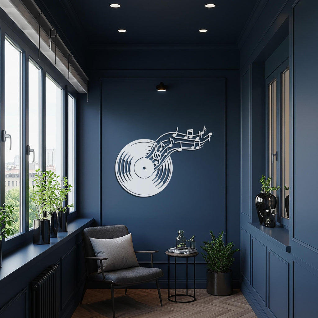 Vinyl Record Art, Music Notes Metal Wall Art, Modern Gift, Music Wall Decor, Musical Note Wall Art, Music Lovers Decor, Musician Gift Idea