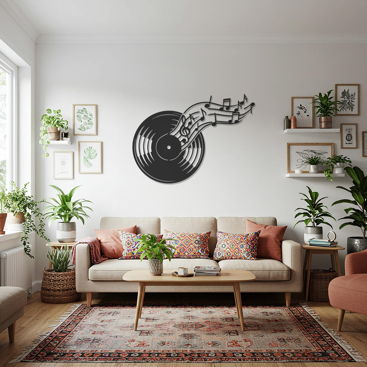 Vinyl Record Art, Music Notes Metal Wall Art, Modern Gift, Music Wall Decor, Musical Note Wall Art, Music Lovers Decor, Musician Gift Idea