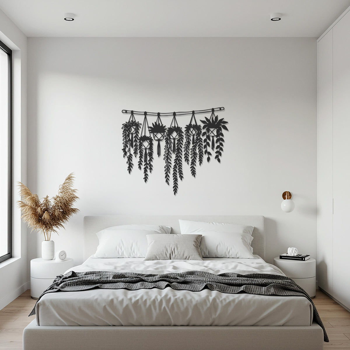 Hanging Plants Metal Wall Art, Boho Style Plant Decor, Modern Floral Wall Hanging, Garden Home Decor, Plant Lover Gift, Nature Wall Art