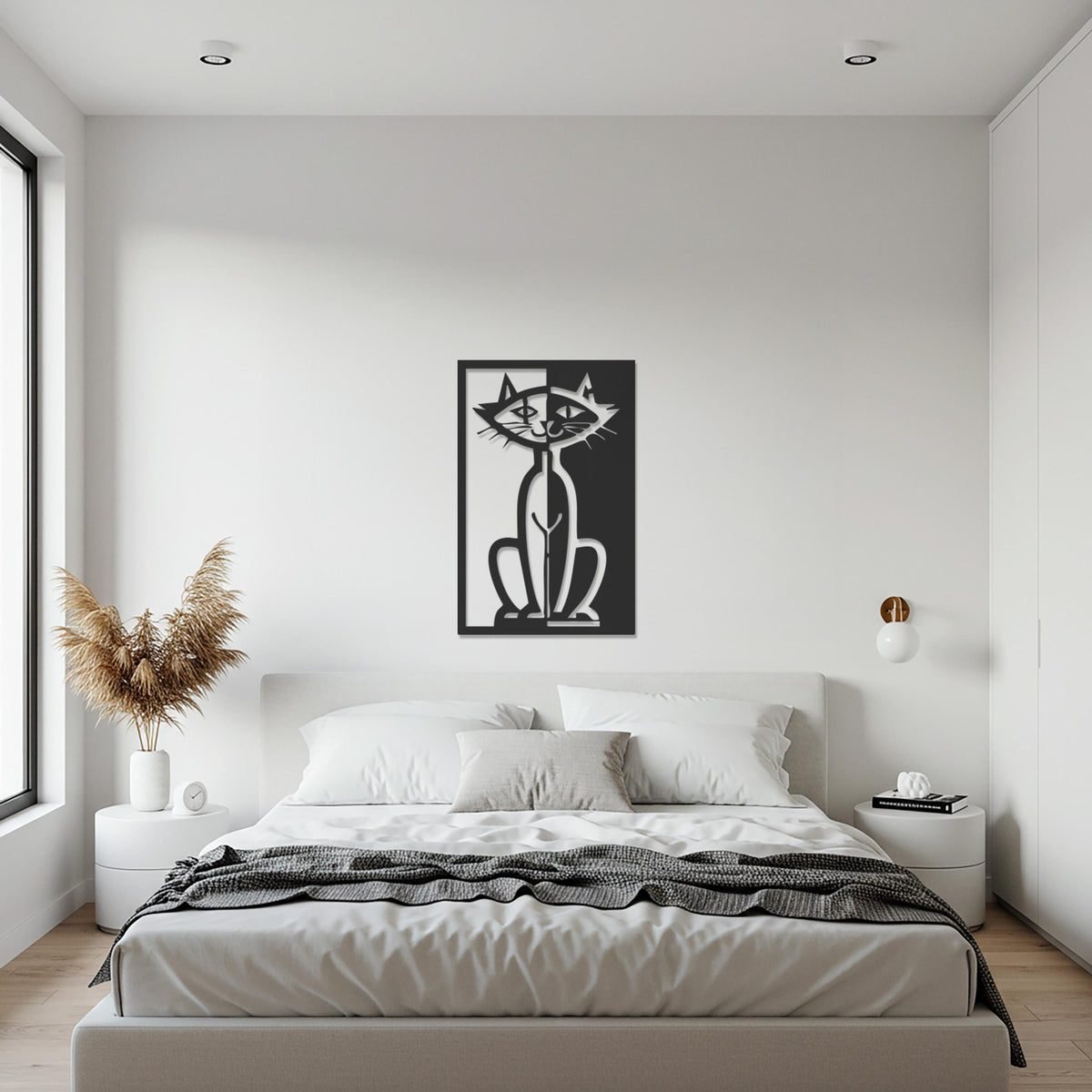 Geometric Wall Art, Cat Metal Wall Art, Modern Gift, Feline Home Decor, Living Room Decor, Hallway Decor, Entryway Decor, Cat Lover Gift