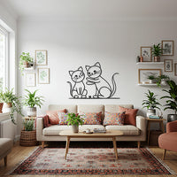 Cats Wall Art, Metal Wall Sign, Cute Decor, Couple Line Art, Cat Lover Gift, Metal Wall Decor, Living Room Decor, Feline Home Decor 5