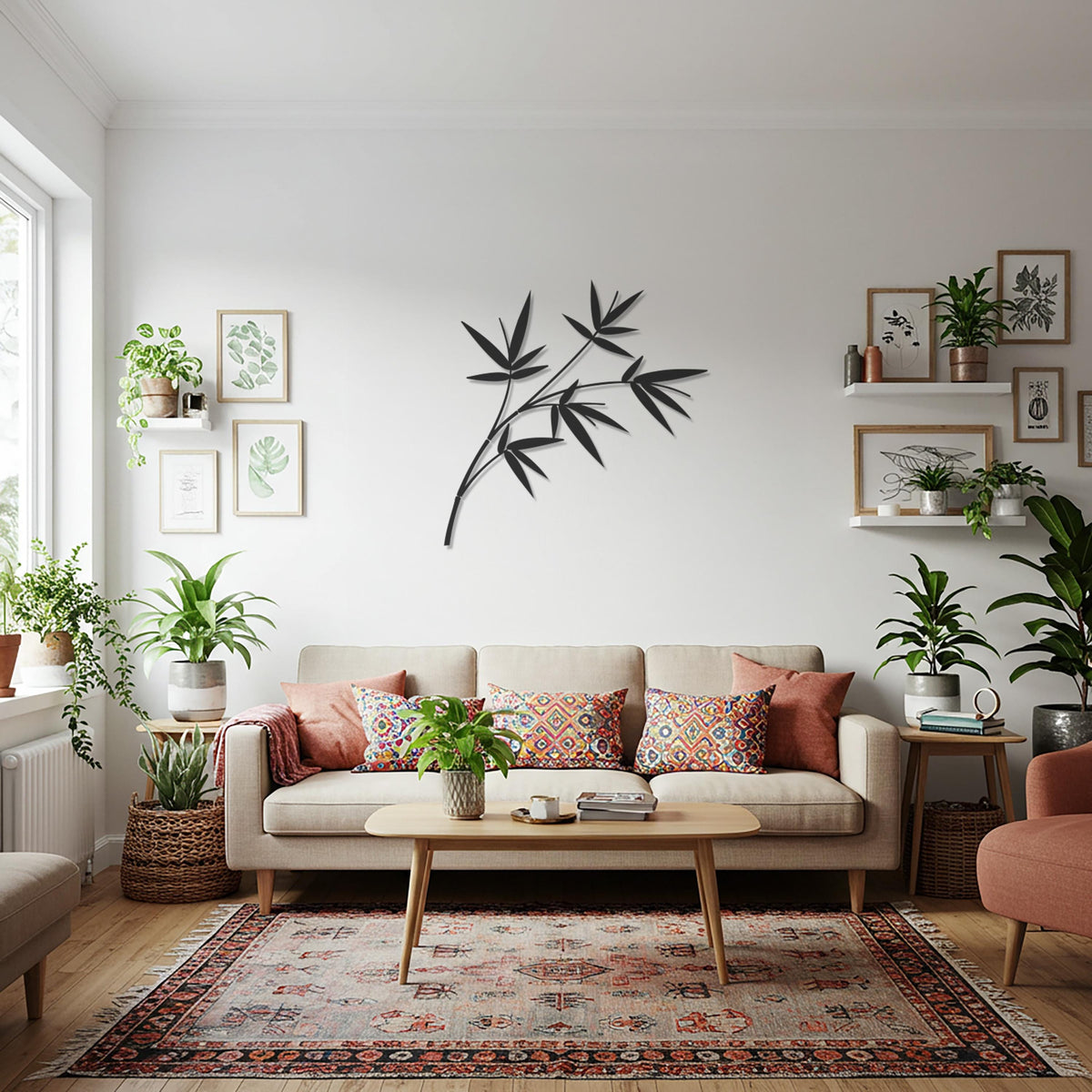 Bamboo Metal Wall Art, Modern Gift, Nature Wall Decor, Minimalist Gift, Bamboo Branch Art, Home Wall Art, Greenery Accent, Living Room Decor