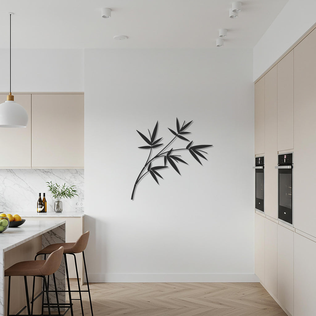 Bamboo Metal Wall Art, Modern Gift, Nature Wall Decor, Minimalist Gift, Bamboo Branch Art, Home Wall Art, Greenery Accent, Living Room Decor