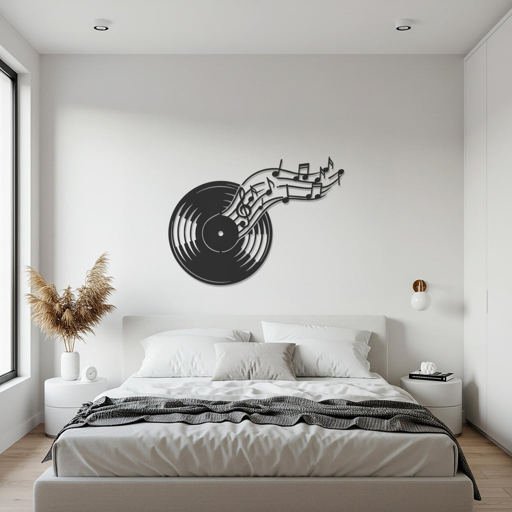 Vinyl Record Art, Music Notes Metal Wall Art, Modern Gift, Music Wall Decor, Musical Note Wall Art, Music Lovers Decor, Musician Gift Idea