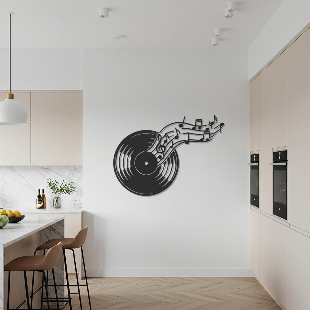 Vinyl Record Art, Music Notes Metal Wall Art, Modern Gift, Music Wall Decor, Musical Note Wall Art, Music Lovers Decor, Musician Gift Idea