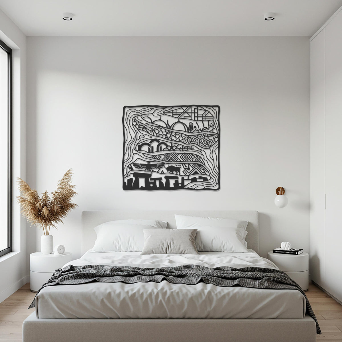Arabic City Metal Wall Art, Islamic Wall Decor, Middle East Skyline, Mosque Metal Art, Boho Living Room Decor, Ramadan Eid Gift, Wall Accent