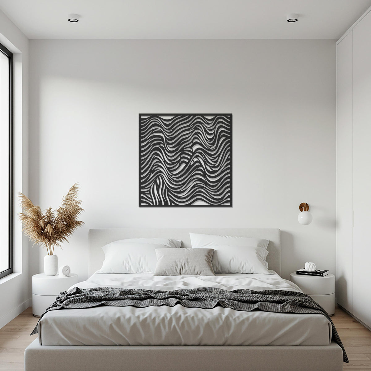 Abstract Wave Metal Wall Art, Modern Line Wall Decor, Square Metal Wall Sculpture, Minimalist Kitchen Decor, Boho Home Accent, Wall Artworks