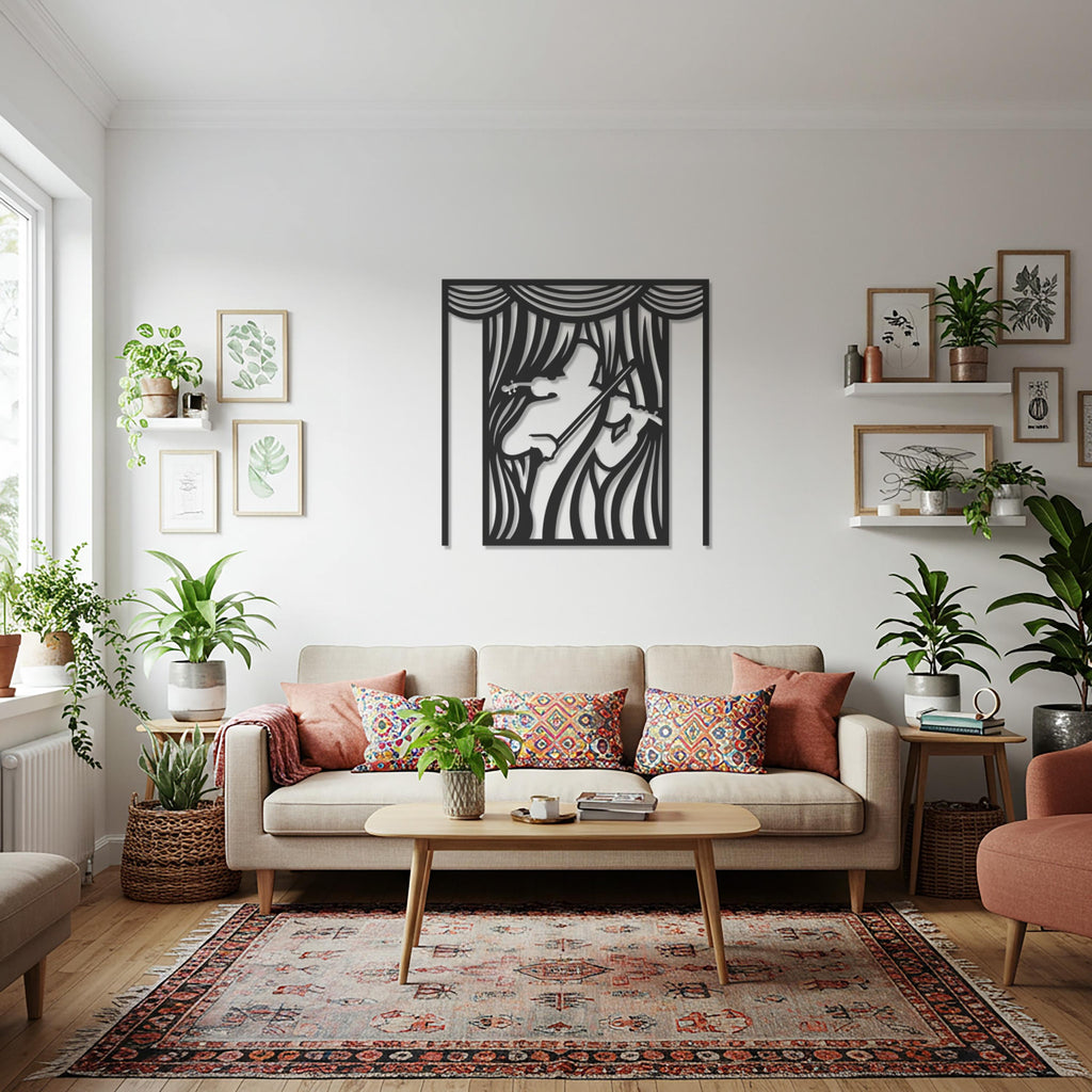 Abstract Woman Metal Wall Art, Female Portrait Wall Decor, Modern Line Art, Minimalist Face Decor, Boho Living Room Wall Art, Home Gift