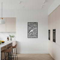 Heron Metal Wall Art, Crane Bird Wall Decor, Abstract Line Sculpture, Modern Nature Wall Art, Kitchen Wall Decor, Bird Lover Gift 1