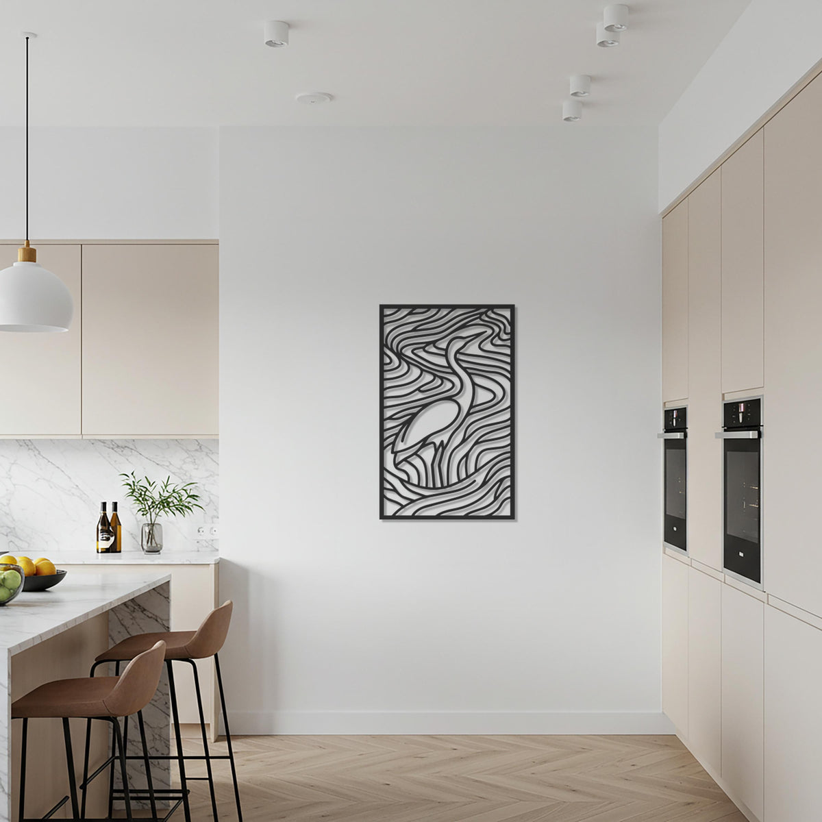 Heron Metal Wall Art, Crane Bird Wall Decor, Abstract Line Sculpture, Modern Nature Wall Art, Kitchen Wall Decor, Bird Lover Gift