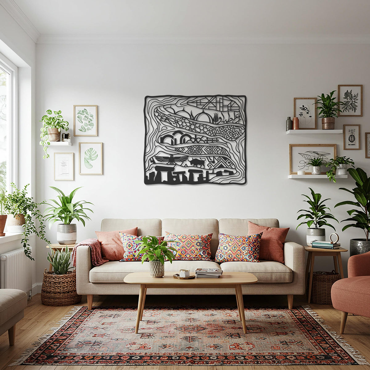 Arabic City Metal Wall Art, Islamic Wall Decor, Middle East Skyline, Mosque Metal Art, Boho Living Room Decor, Ramadan Eid Gift, Wall Accent
