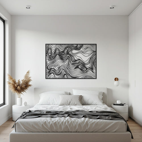 Abstract Line Metal Wall Art, Modern Wave Wall Decor, Black Metal Wall Sculpture, Minimalist Living Room Decor, Boho Home Accent Gift Accent