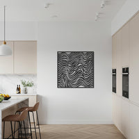 Abstract Wave Metal Wall Art, Modern Line Wall Decor, Square Metal Wall Sculpture, Minimalist Kitchen Decor, Boho Home Accent, Wall Artworks 1